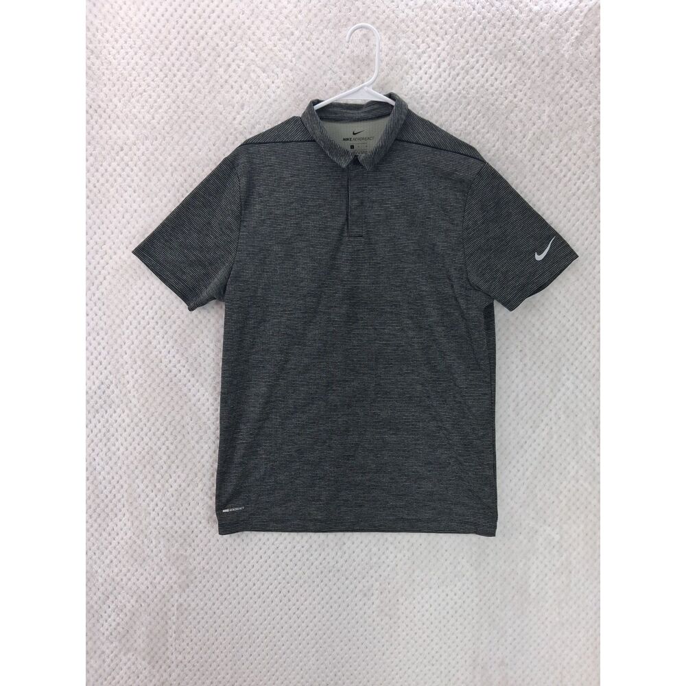 Nike Aeroreact Men's Large Dark Grey Striped Polo Shirt